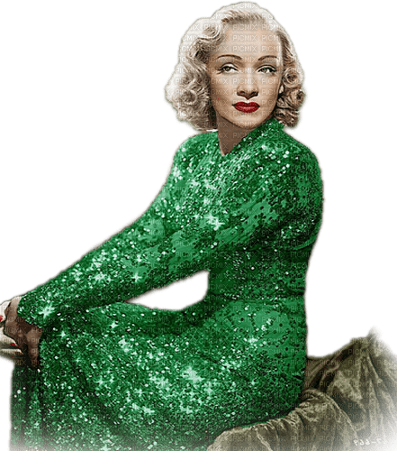 soave woman vintage Marlene Dietrich green - Free PNG