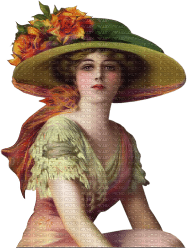 Femme vintage avec un chapeau - ücretsiz png