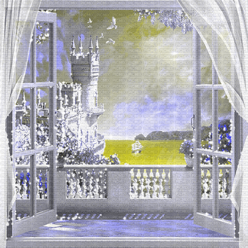 dolceluna animated balcony window castle - GIF animasi gratis