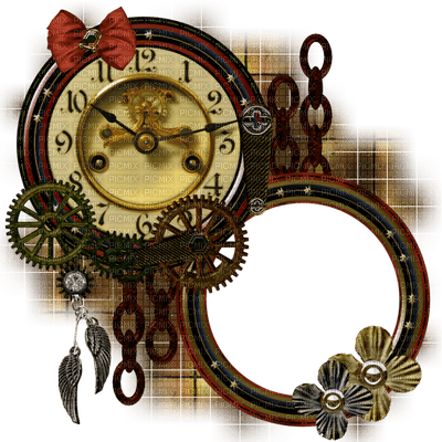 steampunk clock bp - darmowe png