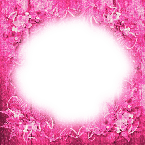 Flowers.Frame.Pink - By KittyKatLuv65 - Free PNG