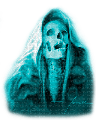 Y.A.M._Gothic skeleton  blue - darmowe png