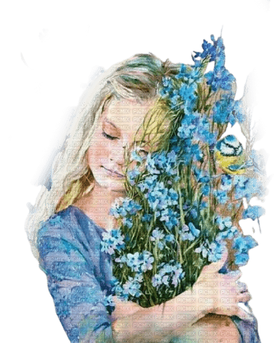 kikkapink girl fantasy flowers child blue - ilmainen png