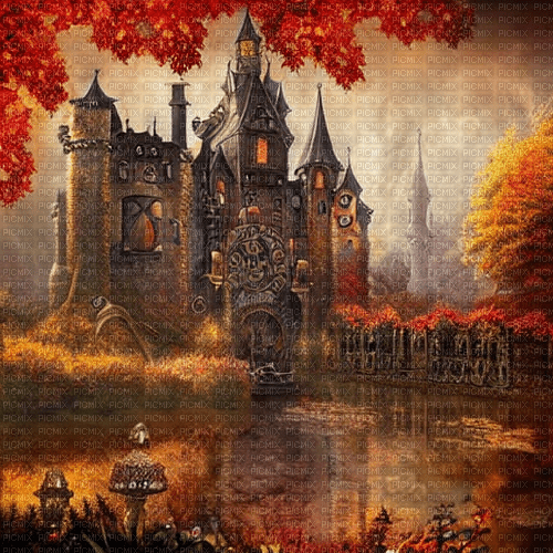 kikkapink background steampunk castle - 免费PNG