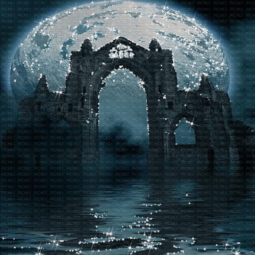 dolceluna gothic dark castle sea water - Бесплатни анимирани ГИФ