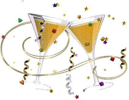 Cocktail, Gläser, Konfetti - Darmowy animowany GIF