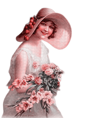 kikkapink woman vintage summer flowers - bezmaksas png