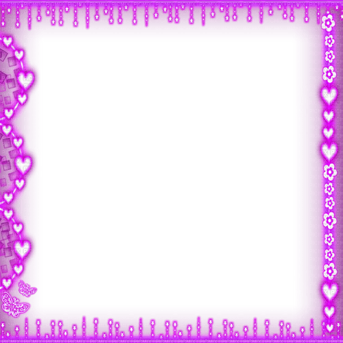Frame.Flowers.Hearts.Stars.Purple - Free PNG