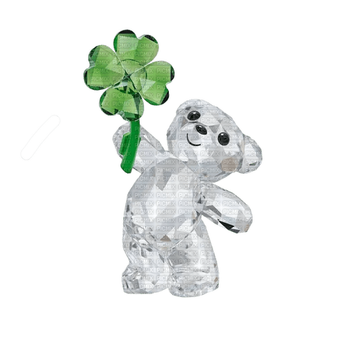 swarovski bear with clover - bezmaksas png