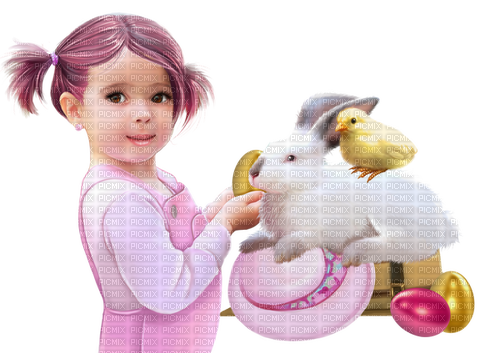 Girl with a rabbit. Easter. Spring. Leila - kostenlos png
