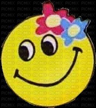 smiley with flowers - ücretsiz png