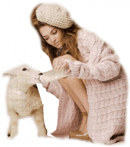 woman with lamb - δωρεάν png