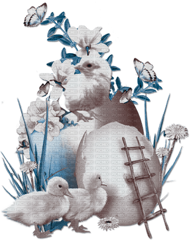 soave deco easter flowers eggs chick blue brown - kostenlos png