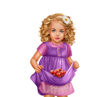 girl child kind enfant  tube human person people    summer ete spring printemps strawberry - δωρεάν png