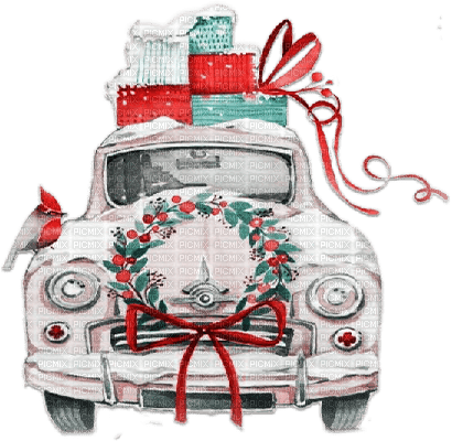 soave deco christmas winter vintage car pink teal - kostenlos png