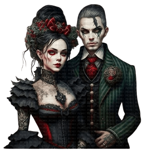 gothic woman man couple - безплатен png