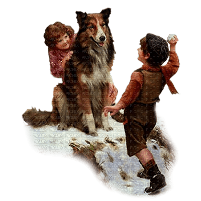 niños i perro invierno  navidad dubravka4 - gratis png