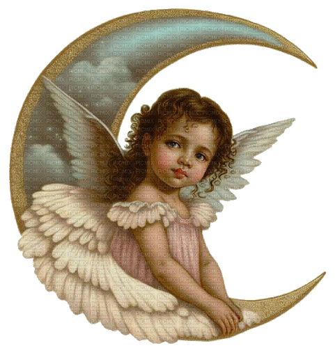 ange lune Noël angel moon Christmas - Бесплатный анимированный гифка