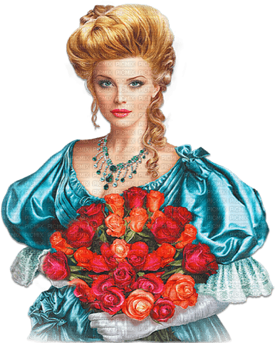 soave woman vintage fashion rose flowers - PNG gratuit
