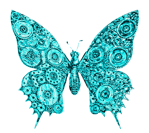 Steampunk.Butterfly.Teal - By KittyKatLuv65 - Ingyenes animált GIF