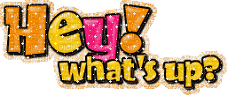 hey what's up orange glitter text - Darmowy animowany GIF