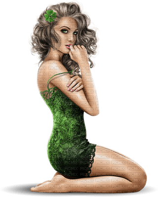 St. Patrick’s Day woman femme frau tube green human beauty fetes holiday feast feiertag - 免费PNG