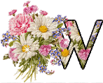 image encre animé effet fleurs lettre W edited by me - Gratis animerad GIF