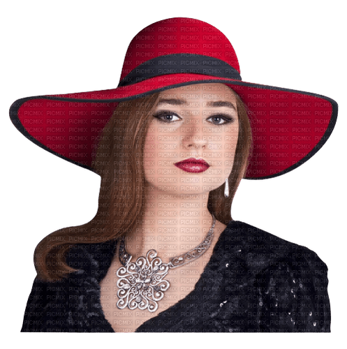 mujer  sombrero rojo - ücretsiz png