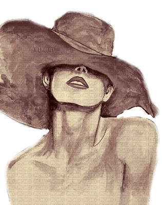 Y.A.M._Vintage Lady woman hat  Sepia - ücretsiz png