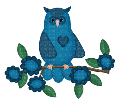 Kaz_Creations Deco Owl Branch Flowers Colours - png gratuito