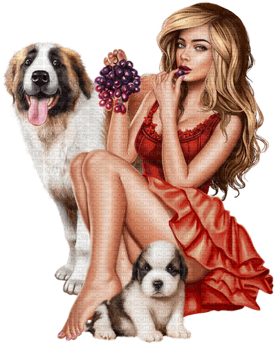 Woman. Dogs. Grapes. Leila - 無料png