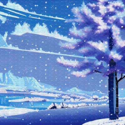 Blue Winter Landscape - GIF เคลื่อนไหวฟรี