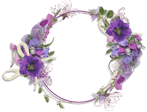 Purple white flowers circle [Basilslament] - ilmainen png