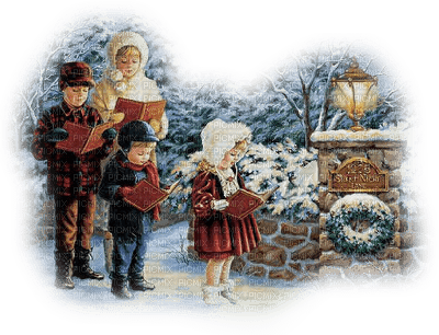 Kaz_Creations Christmas Deco Children Friends Paysage Scenery - безплатен png