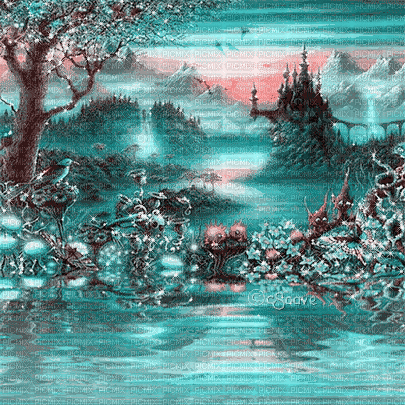 soave background animated forest water surreal - GIF เคลื่อนไหวฟรี