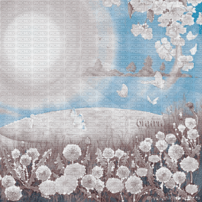 Y.A.M._summer landscape background flowers Sepia - Gratis animeret GIF