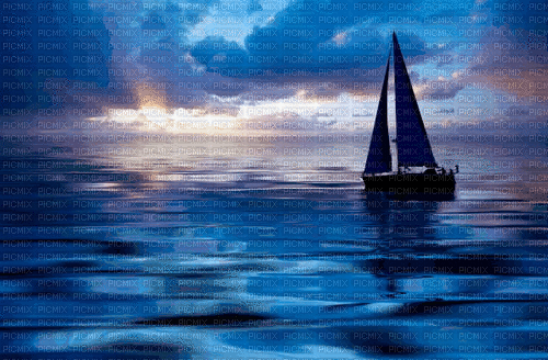 MMarcia gif paisagem blue barco fundo fond - GIF เคลื่อนไหวฟรี