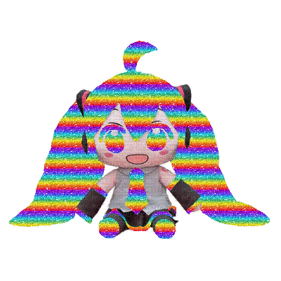 miku plush rainbow - GIF animado grátis