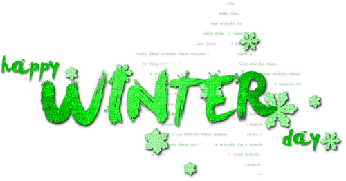 Happy Winter Day.Text.Green - zdarma png