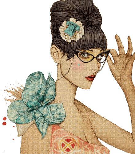 girl with glasses - PNG gratuit
