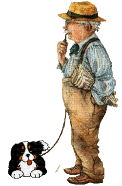 man with dog bp - Darmowy animowany GIF