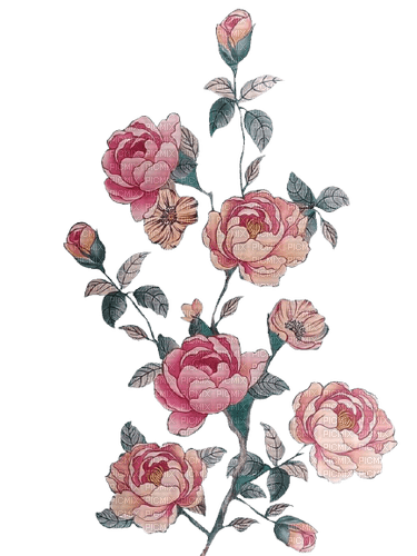 vintage pink roses deco - Free PNG