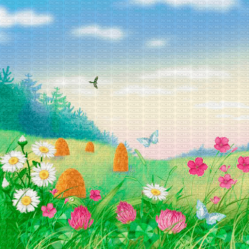 Y.A.M._Summer background flowers - 無料png
