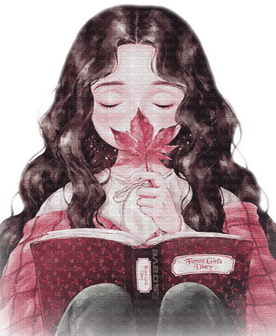 soave children girl book vintage autumn pink green - zdarma png