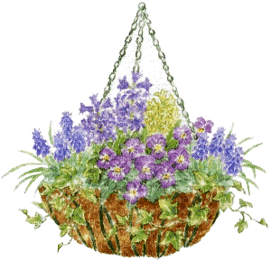 basket with flowers - GIF animado grátis