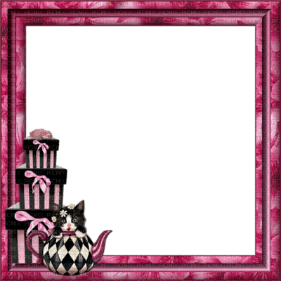 frame cadre rahmen vintage pink cat gift - 無料png