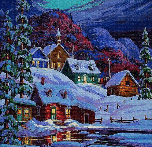 winter landscape background - GIF animé gratuit