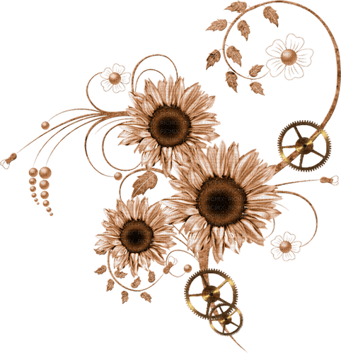 dolceluna steampunk flower gold brown - 無料png