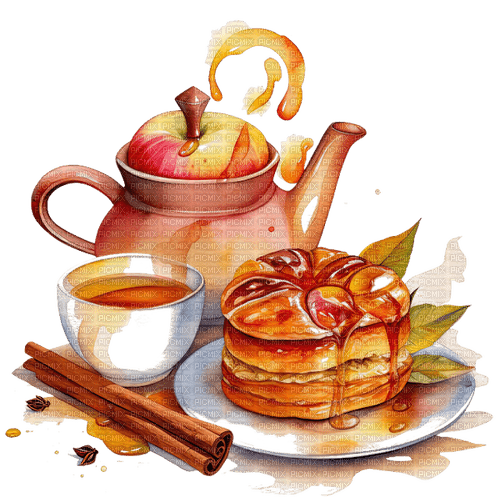 Apple Pastry with Tea - фрее пнг