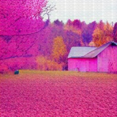 Pink Autumn with a Barn - png gratis